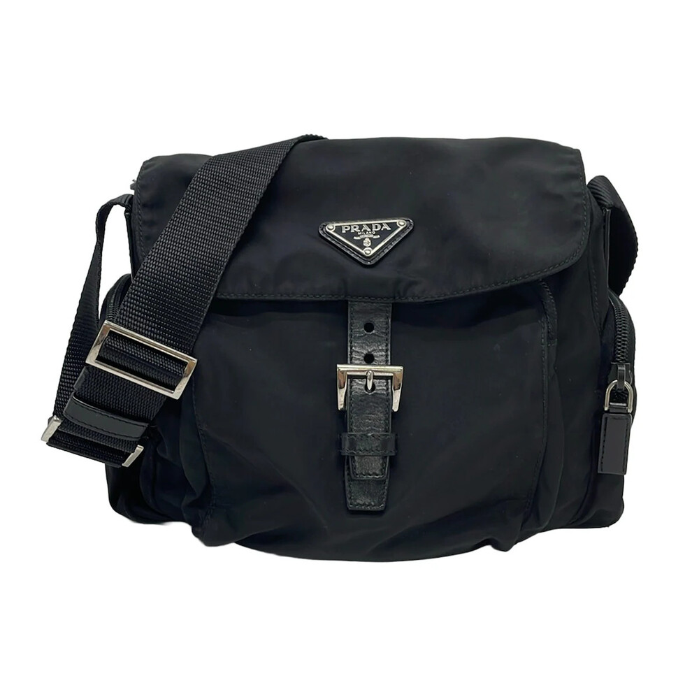 Prada Black Nylon Leather Shoulder Bag #339808P70B